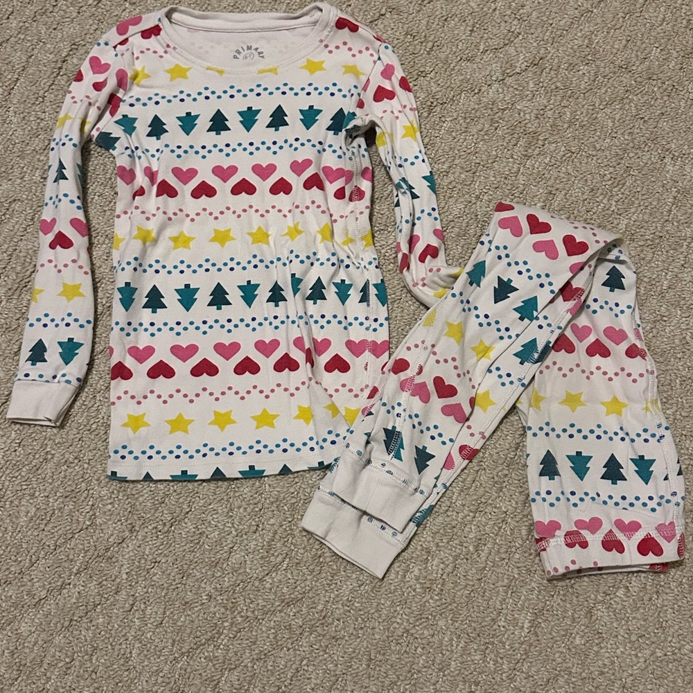 Primary Multicolor Patterned Kids Pajama Set